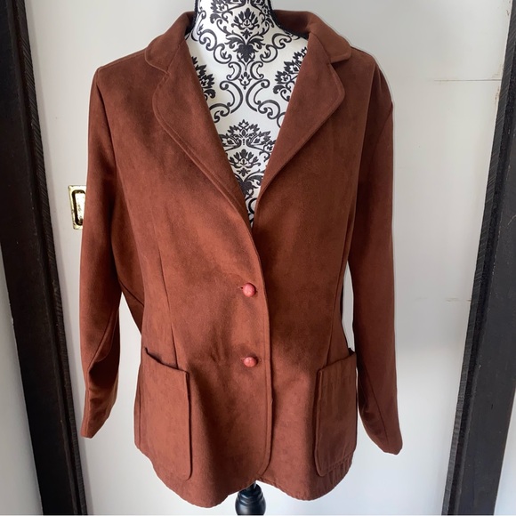 The Fire Islander Woman Size 40 Vintage Brown Two Button Blazer with Pockets - Picture 1 of 11